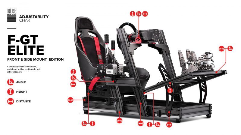 Next Level Racing F-GT Elite Front and side mount Frame + seat + details