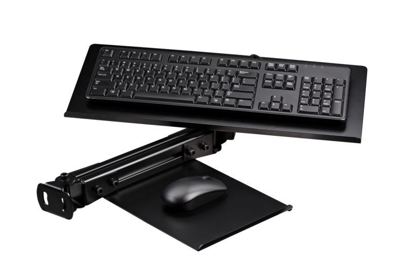 Next Level Racing - ELITE KEYBOARD AND MOUSE TRAY- BLACK EDITION - Front view + keyboad and mouse