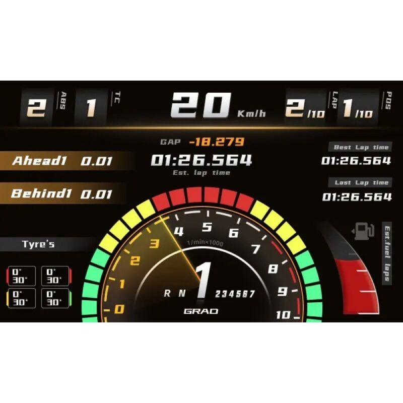 MOZA RACING CM DIGITAL DASH FOR R9 & R5 - dash layout 3