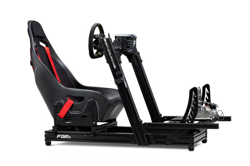 Next Level Racing F-GT ELITE LITE WHEEL PLATE EDITION - side view - complete cockpit - with Fanatec CSL DD
